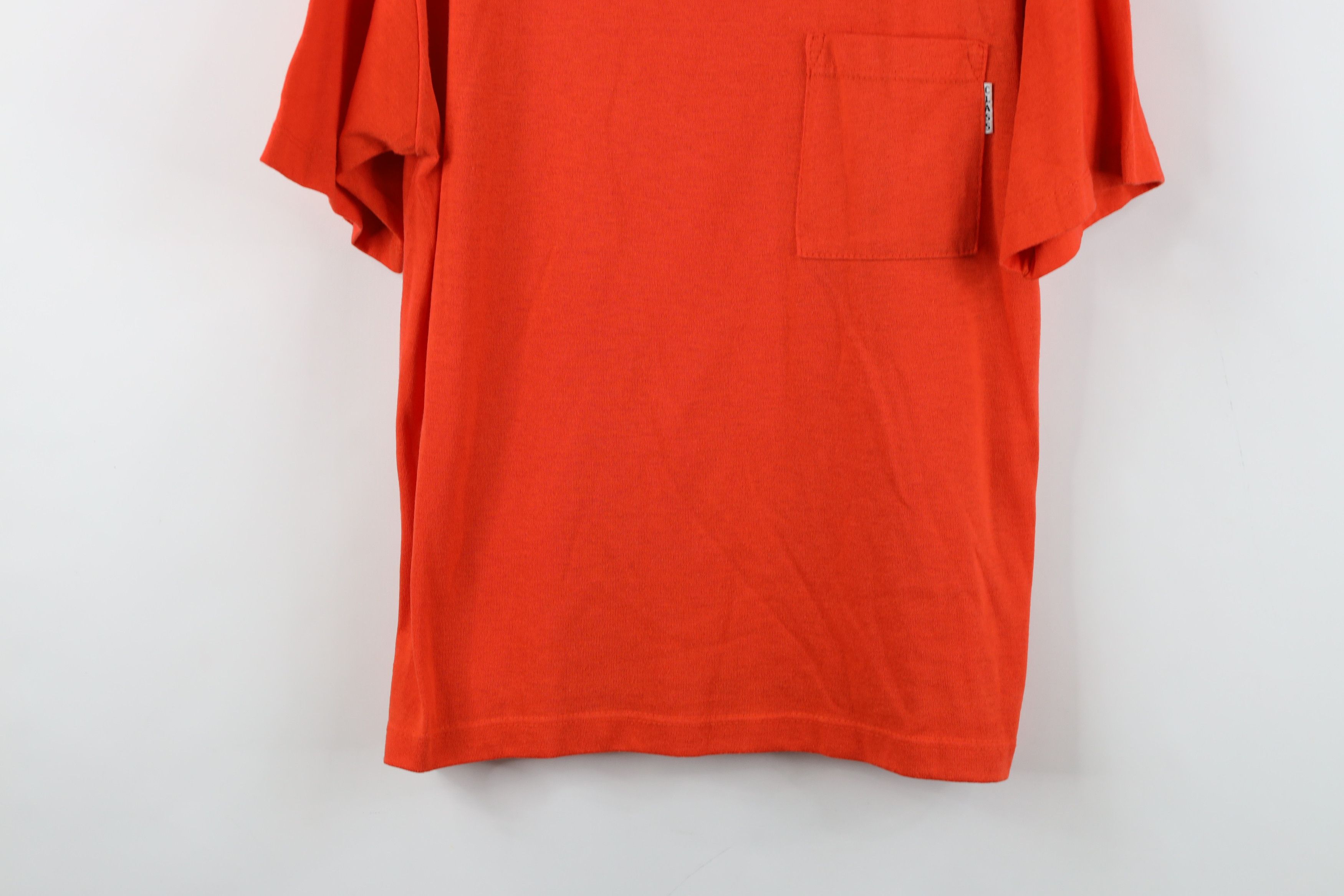 Vintage Vintage 70s Streetwear Thin Blank Pocket T-Shirt Orange USA Size L / US 10 / IT 46 - 3 Thumbnail