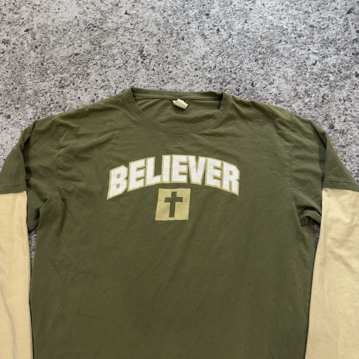 Vintage Believer Jesus God Double Layer Longsleeve Shirt ERD Grunge Size US L / EU 52-54 / 3 - 2 Thumbnail