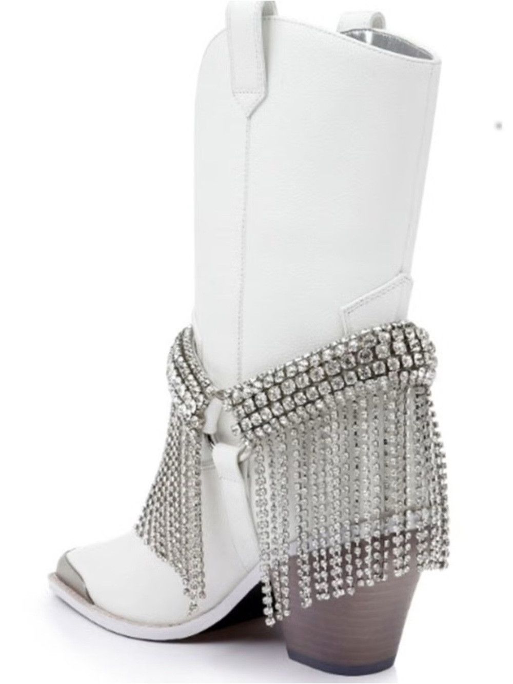 Other DanielXDiamond White Rhinestone Fringe Western Boots Snip T Size US 9.5 / IT 39.5 - 2 Thumbnail