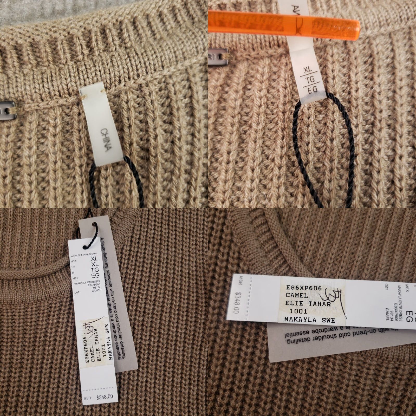 Elie Tahari VINTAGE Elie Tahari Sweater Dress Womens XL Beige Peep Shoulder Knit Long Sleeve Wool Size L / US 10 / IT 46 - 8 Thumbnail