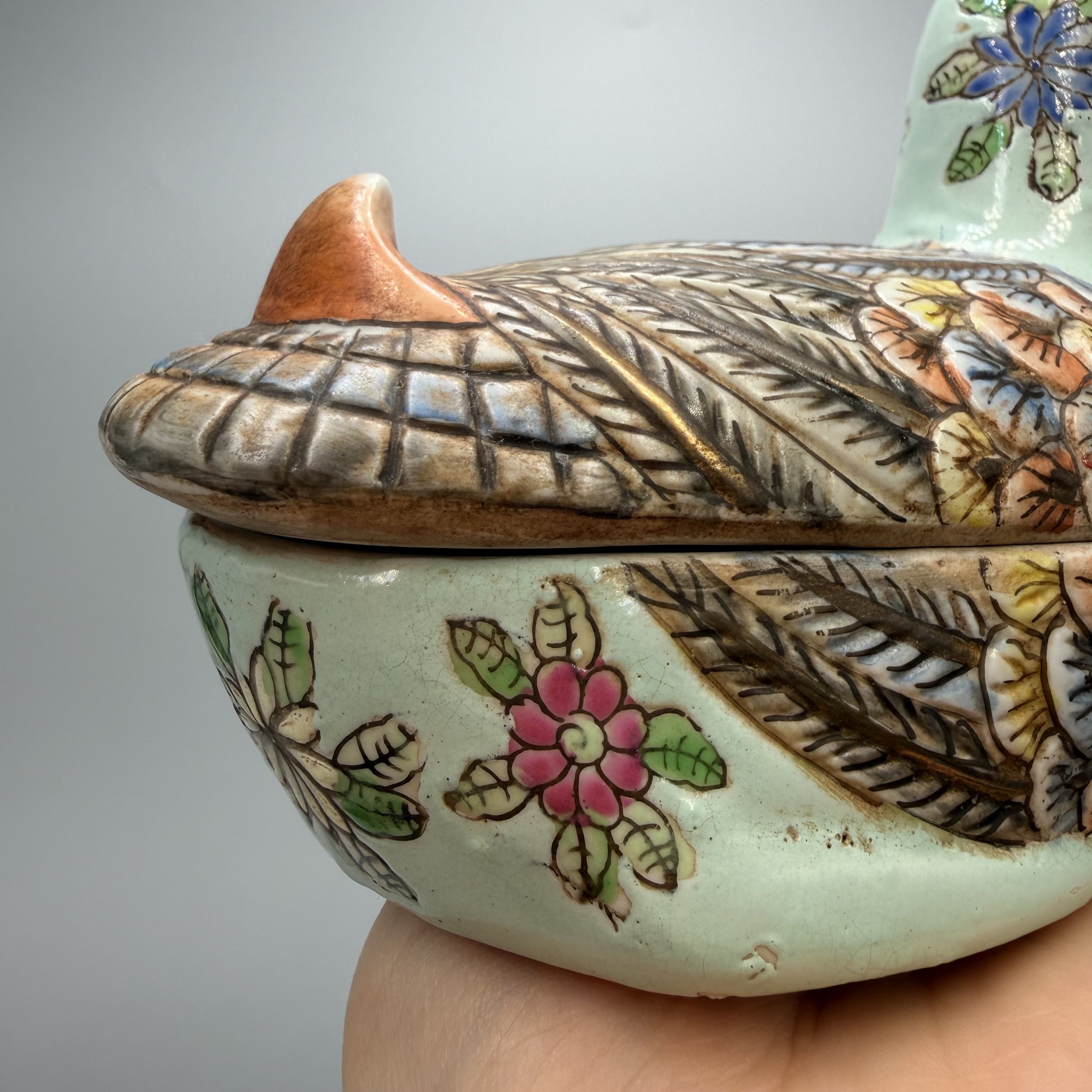 Vintage Vintage Duck Trinket Jewelry Box Hand Painted Figurine Size ONE SIZE - 5 Thumbnail