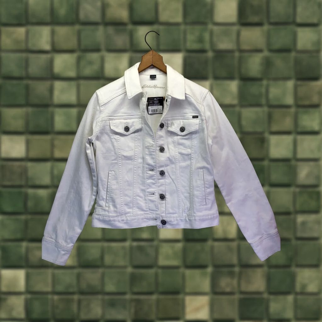 Eddie Bauer VINTAGE Eddie Bauer Women’s XS Classic White Jean Jacket NWT-3960 Size 26" / US 2 / IT 38 - 1 Thumbnail