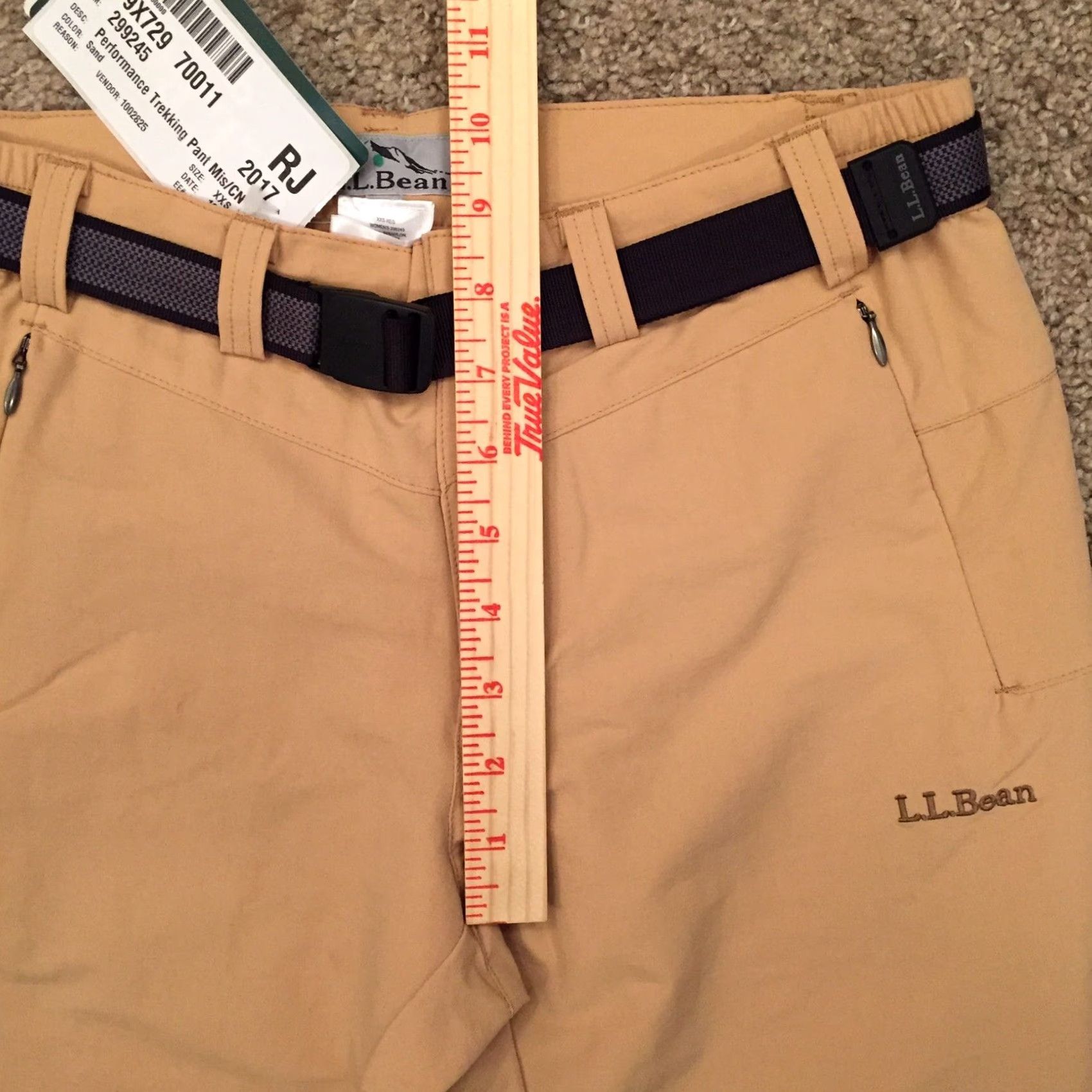Vintage LL Bean Performance Trekking Pant Womens XXS Beige Belted Pant Chino Straight 27.5in Inseam Casual Size 24" / US 00 / IT 34 - 4 Thumbnail