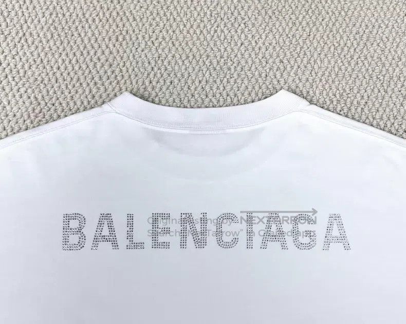 Balenciaga Balenciaga White short-sleeve with crystal logo lettering Size US XS / EU 42 / 0 - 5 Thumbnail