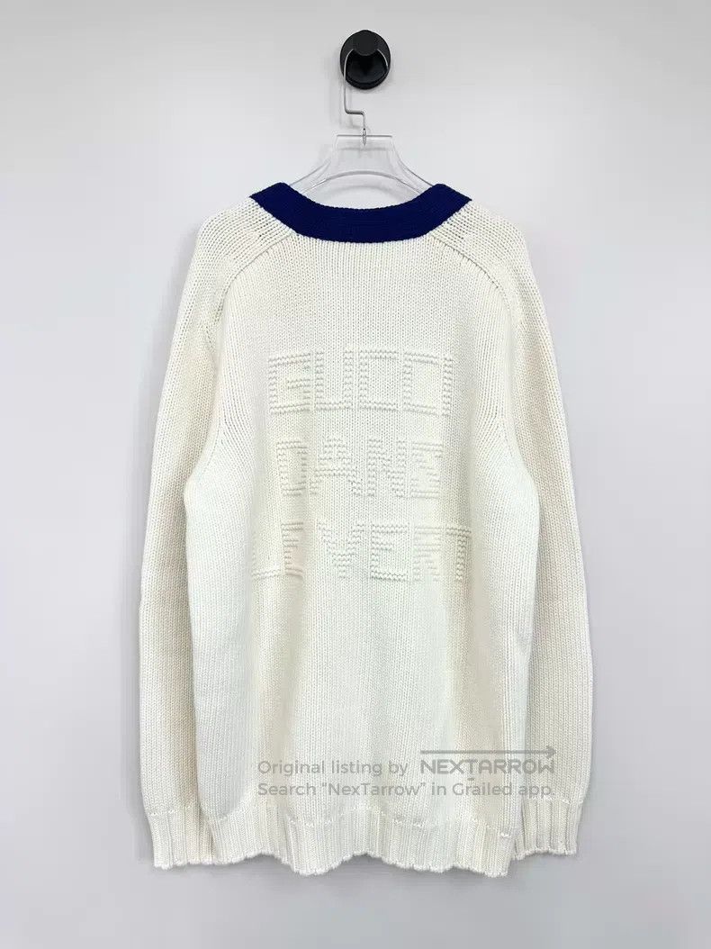 Gucci Gucci White logo rabbit jacquard knitted cardigan coat Size L / US 10 / IT 46 - 2 Thumbnail