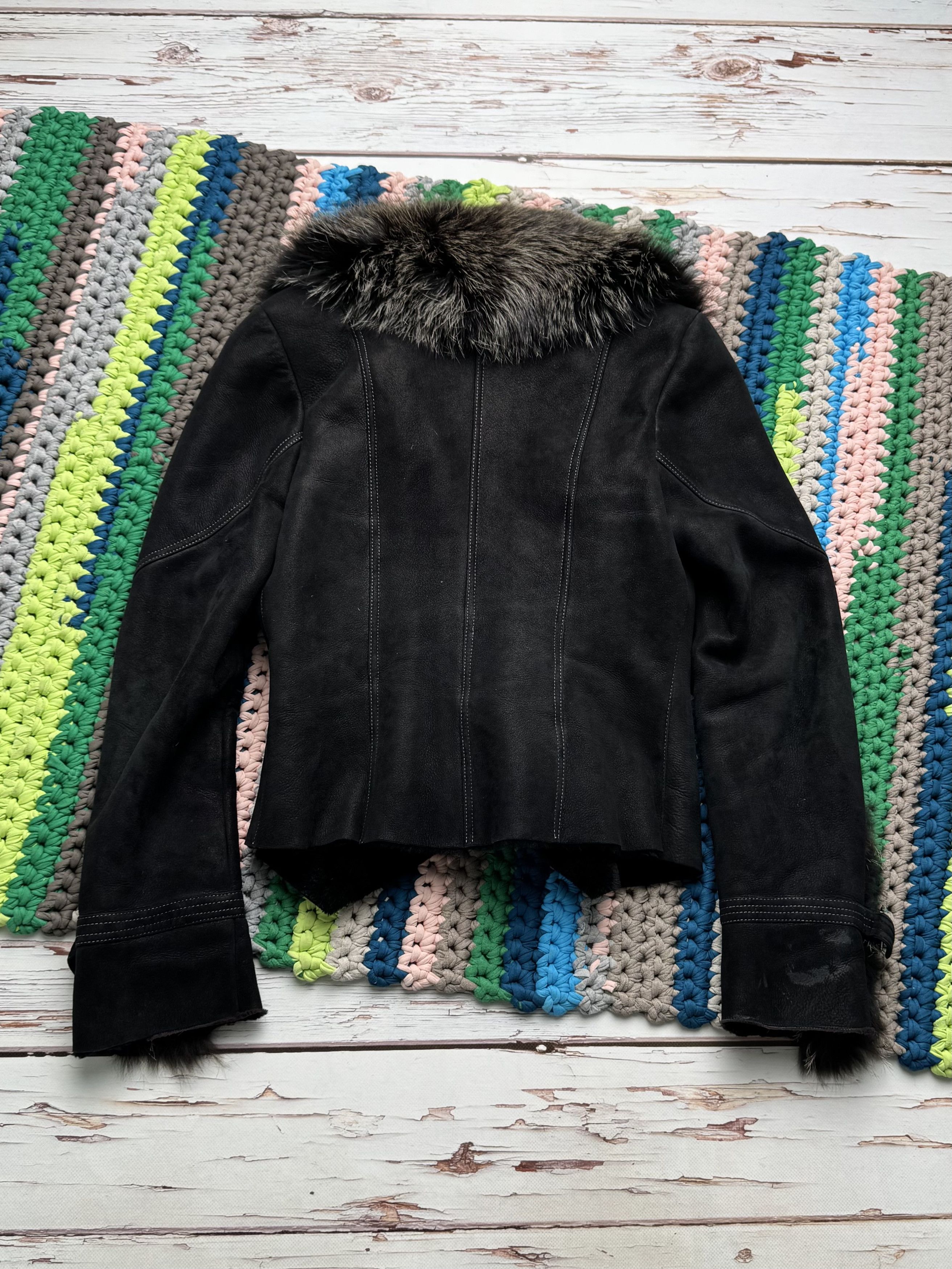 Vintage Vintage Shearling Leather Jacket Real Fur Collar Belted Y2K Size S / US 4 / IT 40 - 11 Thumbnail