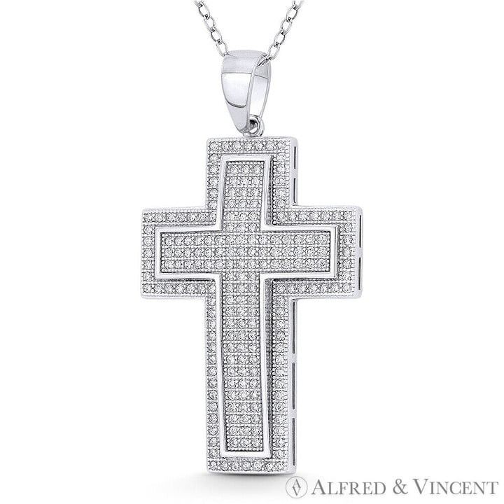 Other Latin Cross CZ Crystal Pave Pendant in .925 Sterling Silver Size ONE SIZE - 1 Preview