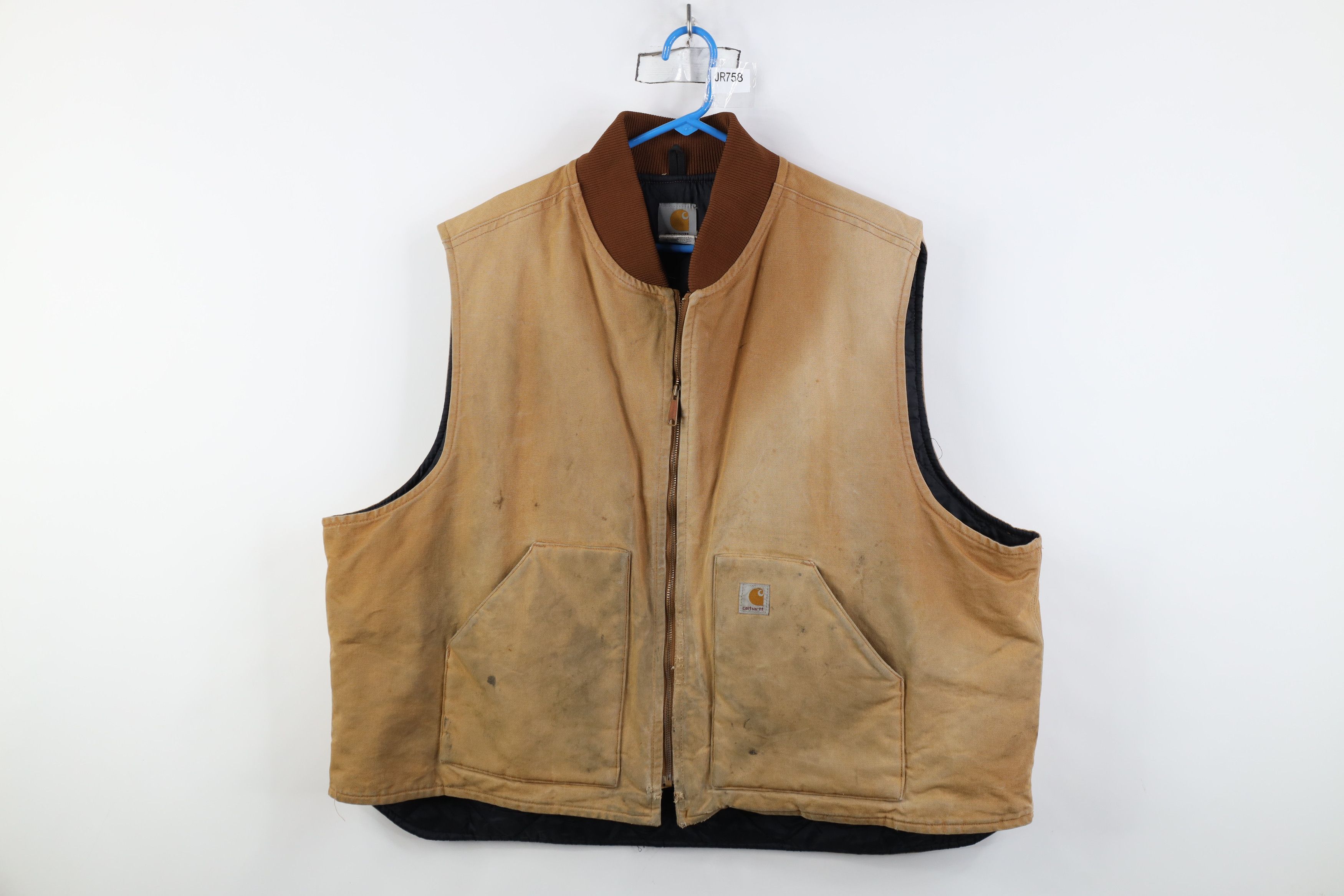 Vintage Carhartt Quilted Canvas Vest Jacket Duck Brown