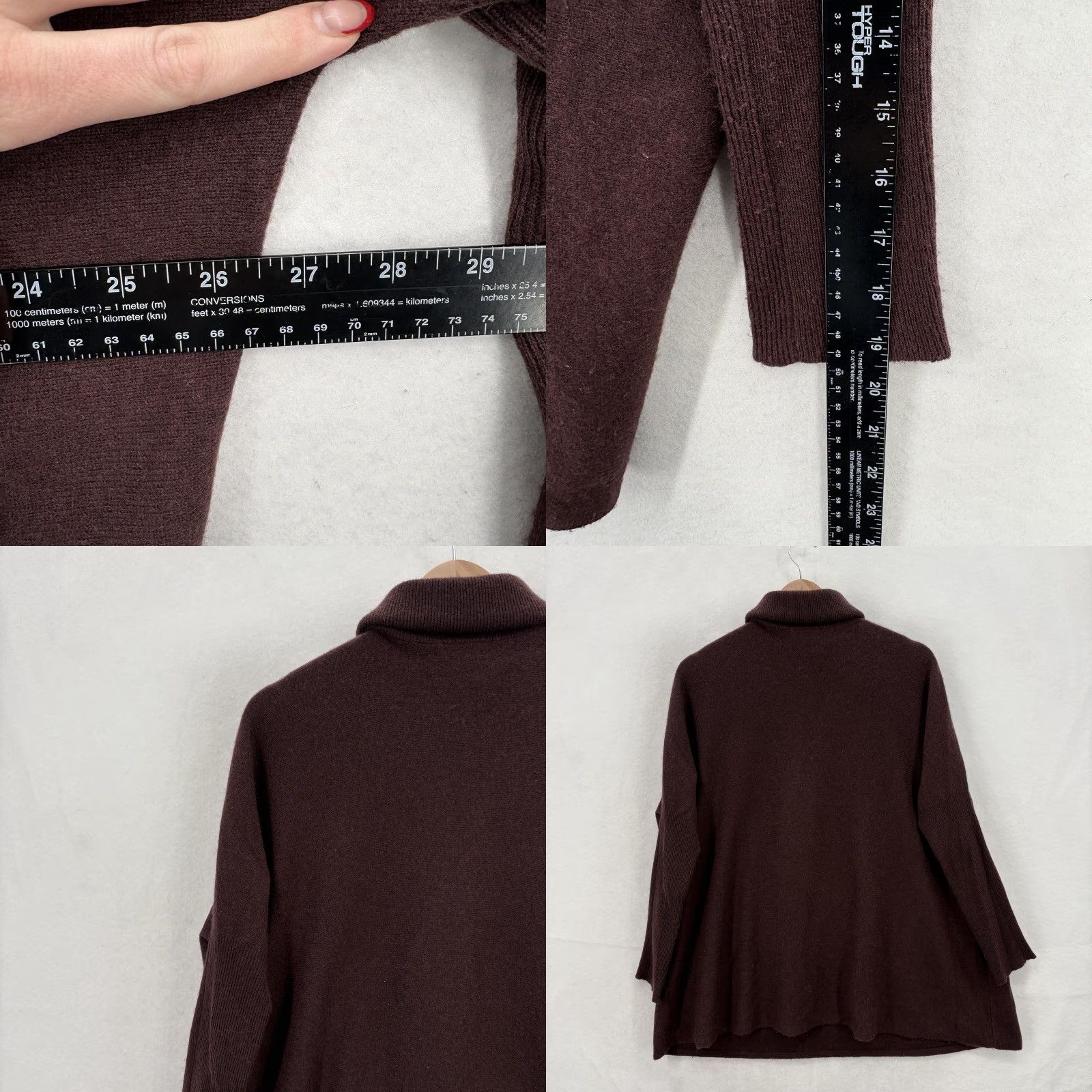 Vintage Garnet Hill Sweater Womens XS Wine Red Wool Cashmere Turtleneck Tunic Lagenlook Size XS / US 0-2 / IT 36-38 - 8 Thumbnail
