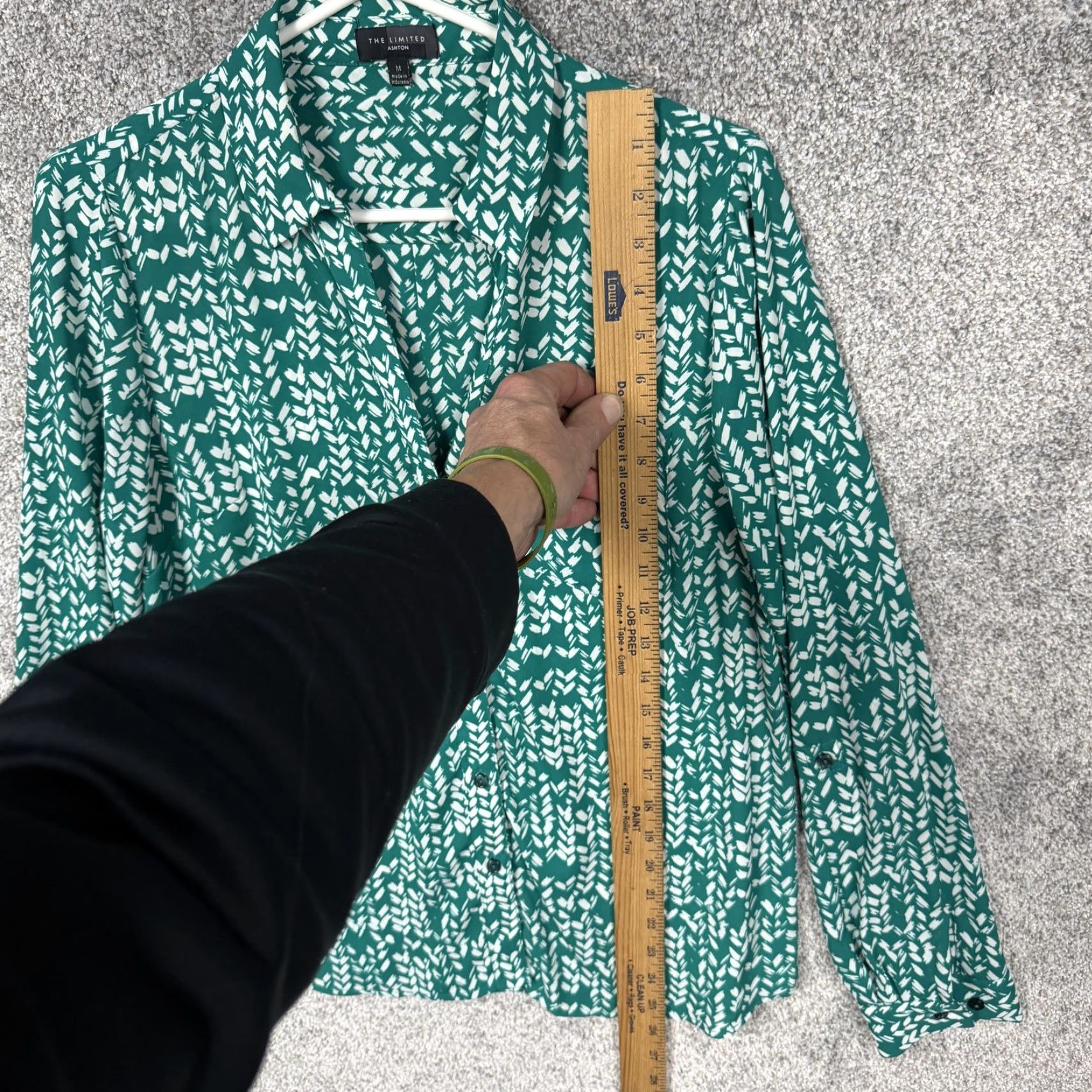 Vintage The Limited Ashton Blouse Medium Green White Chevron Minimal Office Womens Size M / US 6-8 / IT 42-44 - 2 Thumbnail
