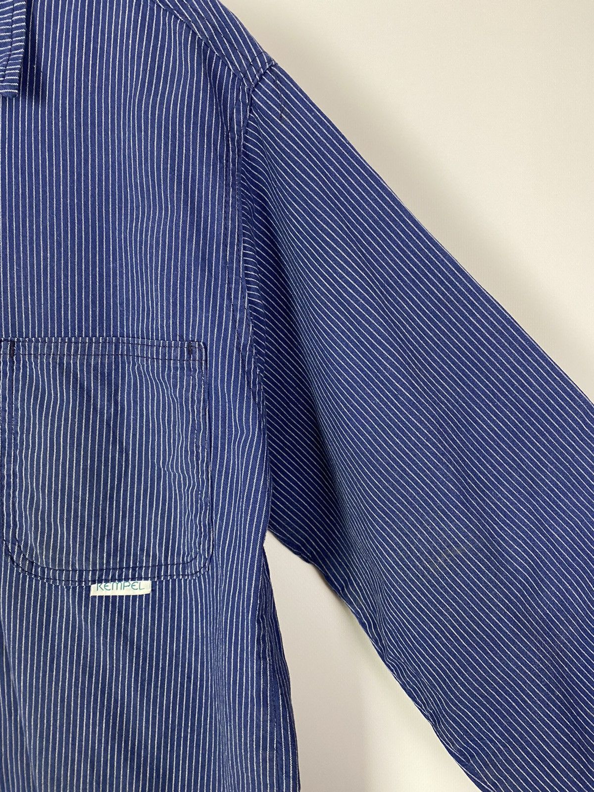 Vintage 90s Vintage Kempel Hickory Stripe Chore Work Over Shirt Size US S / EU 44-46 / 1 - 9 Thumbnail