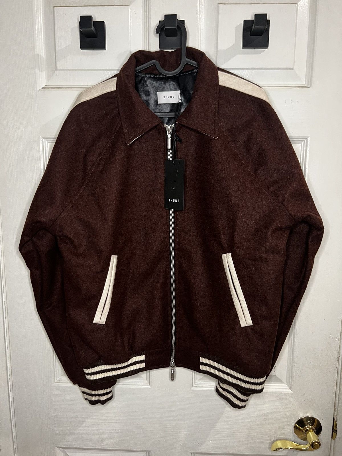 image of Rhude Boys Signature Bomber in Brown, Men's (Size Small)