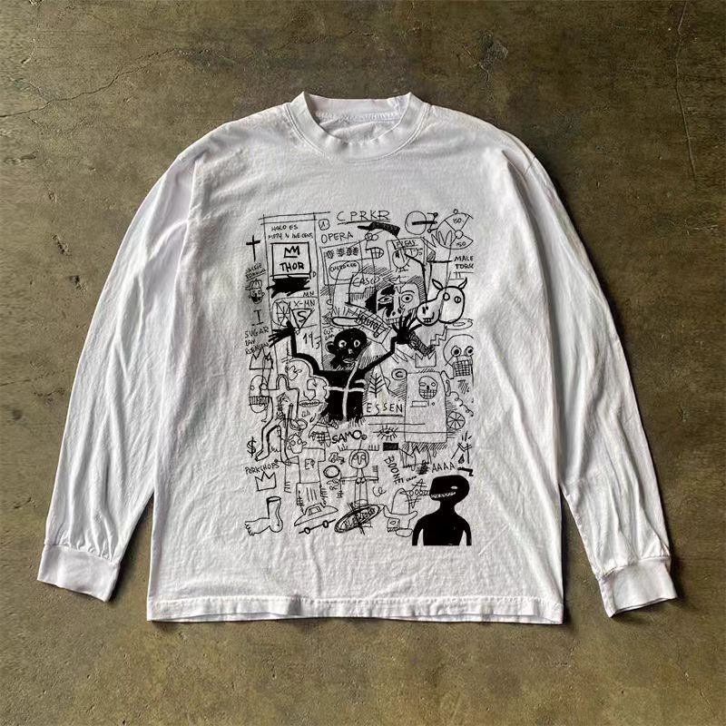 Vintage White washed retro monster print long-sleeved t-shirt Size US M / EU 48-50 / 2 - 1 Thumbnail
