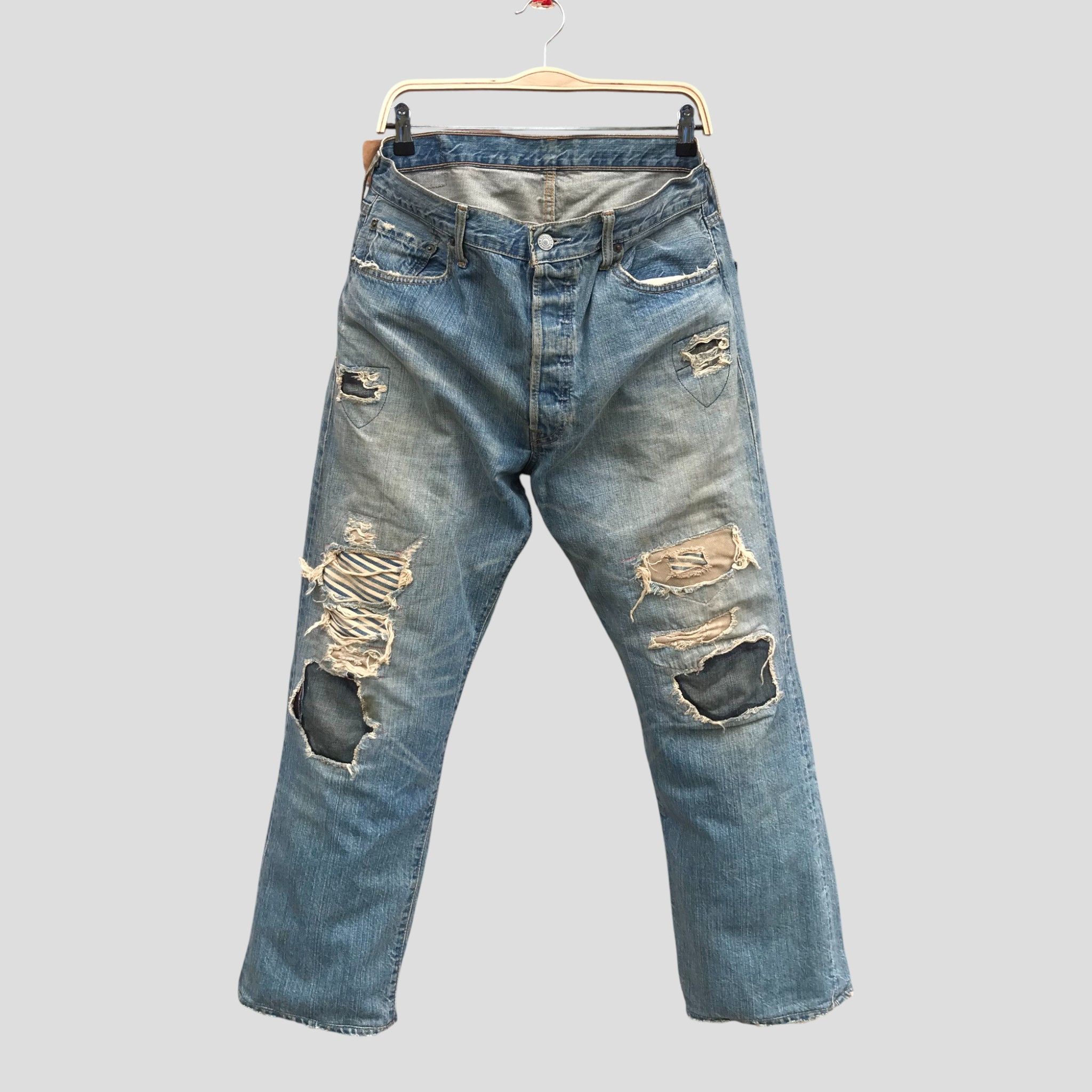 Levi's Levi’s 501 Distressed Jeans Faded Ripped Workwear Grunge Size US 36 / EU 52 - 1 Thumbnail