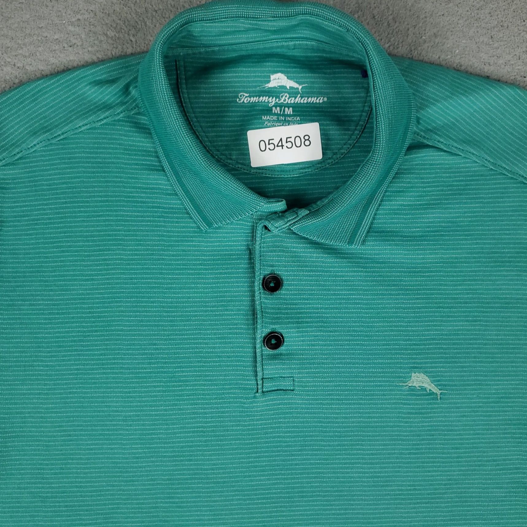 Tommy Bahama VINTAGE Tommy Bahama Polo Shirt Mens M Teal Striped Marlin Casual Short Sleeve Shirt Adult Medium Blue Patterned Polo Mens Size US M / EU 48-50 / 2 - 2 Thumbnail
