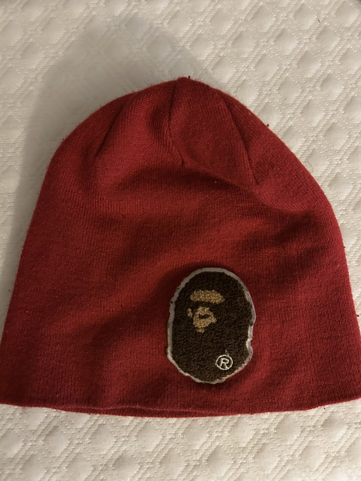 Bape BAPE Ape Patch Ribbed Beanie 'Red' Size ONE SIZE - 1 Thumbnail