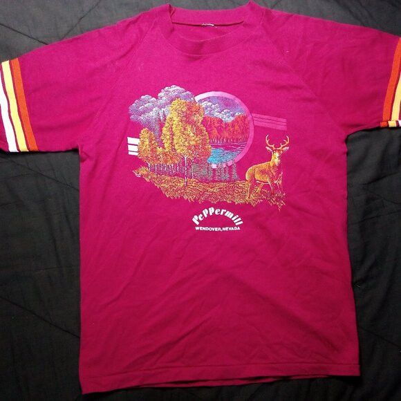 Vintage Vintage 80s Deer Buck Peppermill Nevada Raglan T-Shirt Size US L / EU 52-54 / 3 - 2 Thumbnail