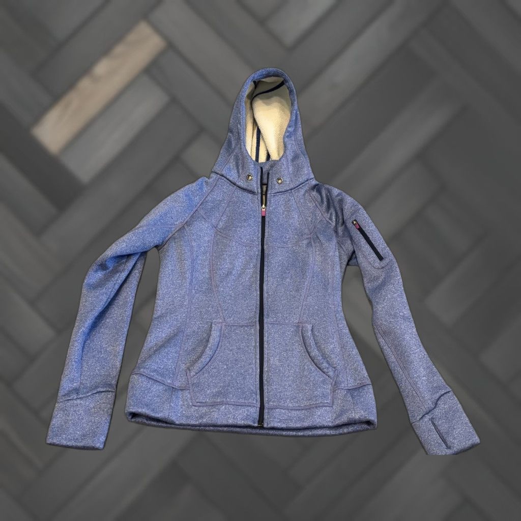 Athleta Athleta Jacket Womens Small Blue Hooded Fleece Lined Sherpa Full Zip 929632 Size S / US 4 / IT 40 - 1 Thumbnail
