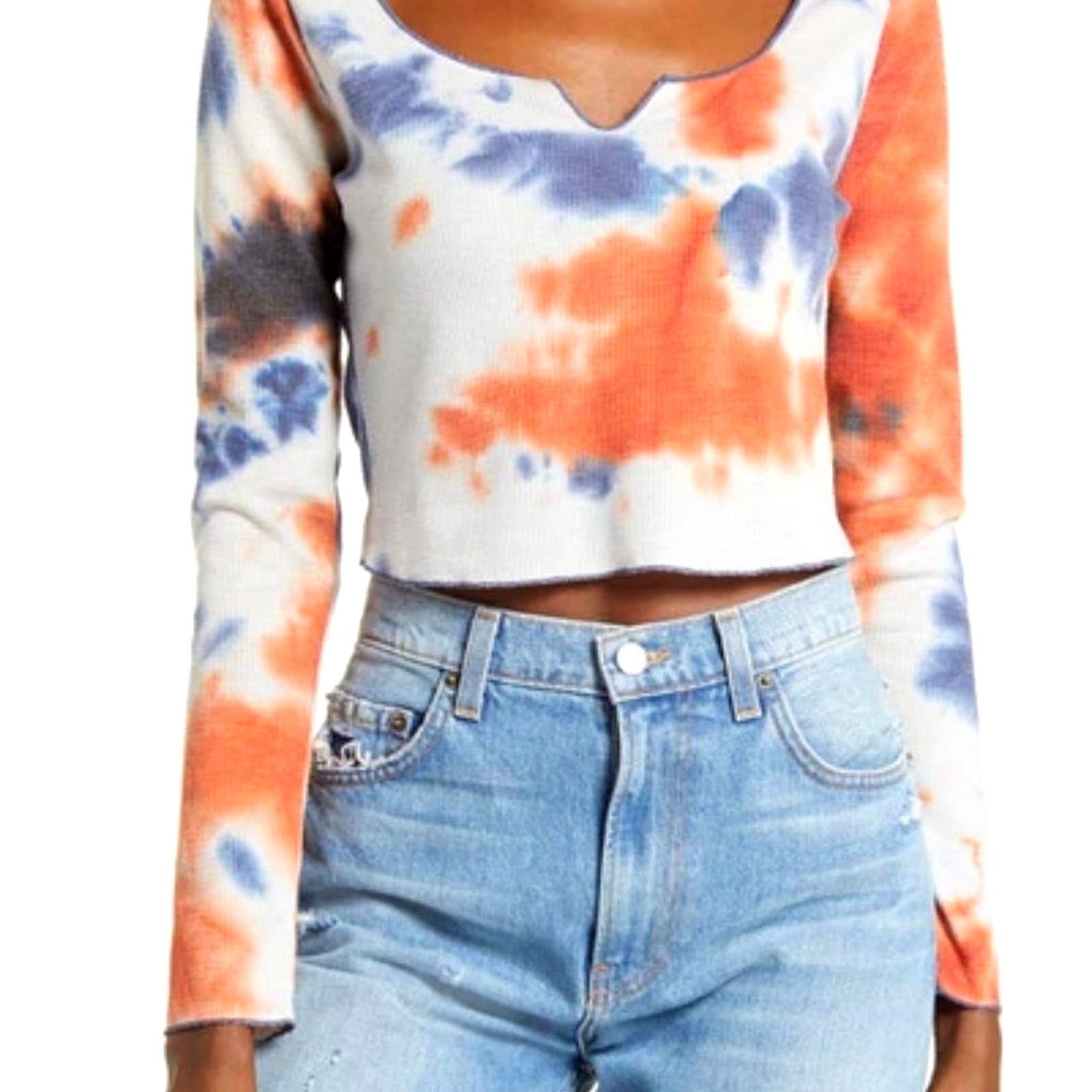 Other All in Favor Tie Dye Waffle Knit Crop Top Multi Color XL Size XL / US 12-14 / IT 48-50 - 4 Thumbnail