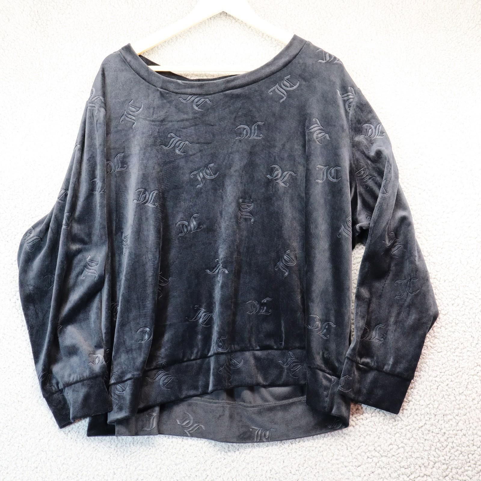 Juicy Couture Jeans Juicy Couture Black Velour sweater Shirt Women 3X Monogram Size 3XL / US 20-22 - 1 Thumbnail