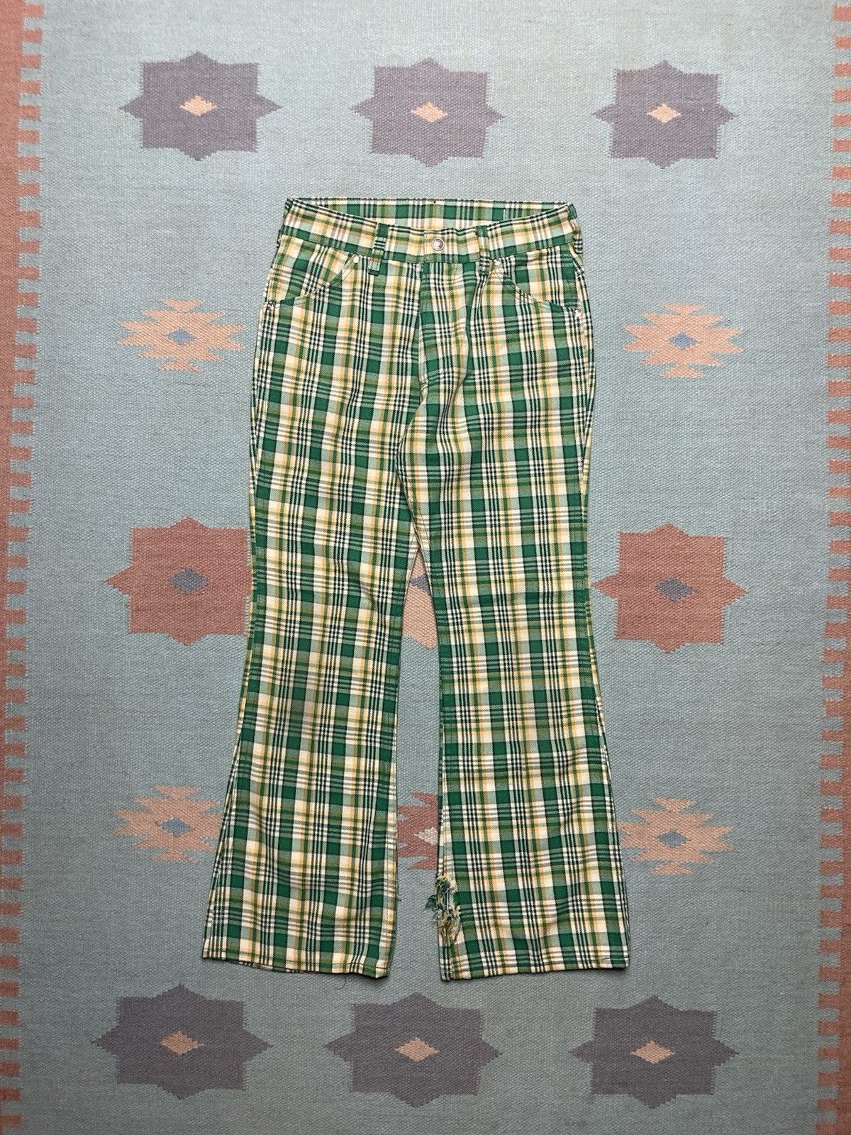 Sears × Vintage 1970s sears flare pants toughskins plaid wide hippie16 27x27 Size 27" / US 4 / IT 40 - 1 Thumbnail