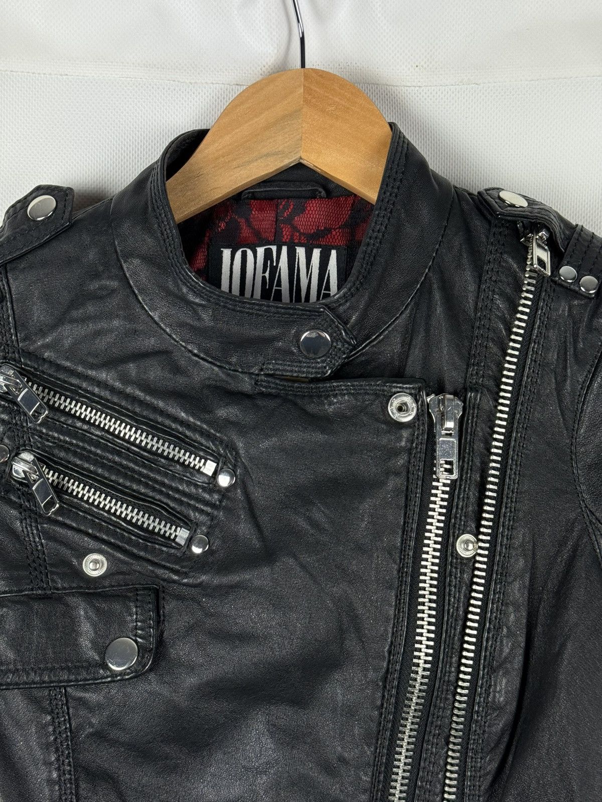 JOFAMA Jofama By Kenza Ladies Gothic Leather Biker Jacket Size 34 Size XS / US 0-2 / IT 36-38 - 8 Thumbnail
