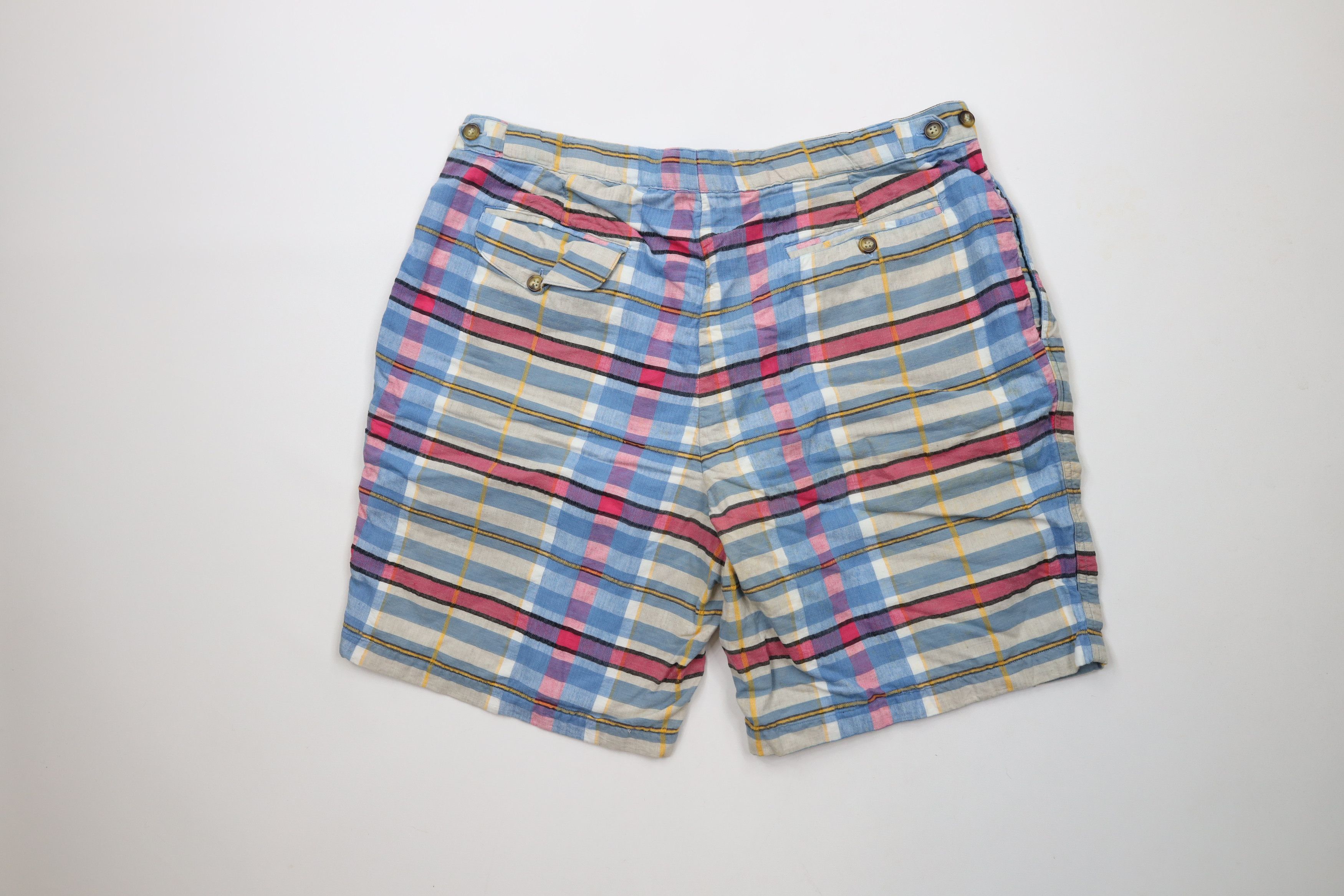 Vintage Vintage 90s Streetwear Above Knee Madras Plaid Chino Shorts Size US 36 / EU 52 - 9 Thumbnail
