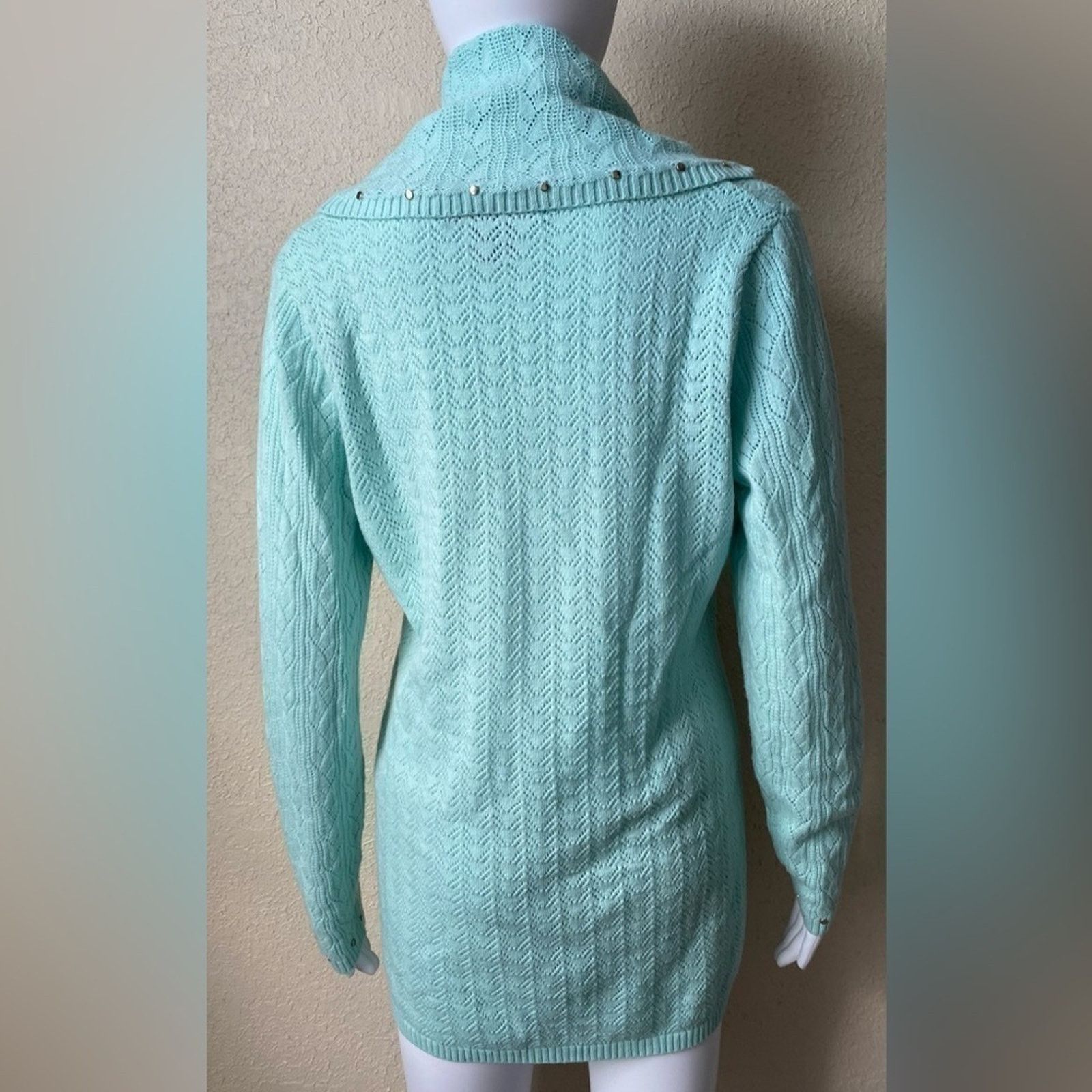 Other Peck & Peck | Turquoise Cowl Neck Pullover Sweater | Small Size S / US 4 / IT 40 - 2 Thumbnail