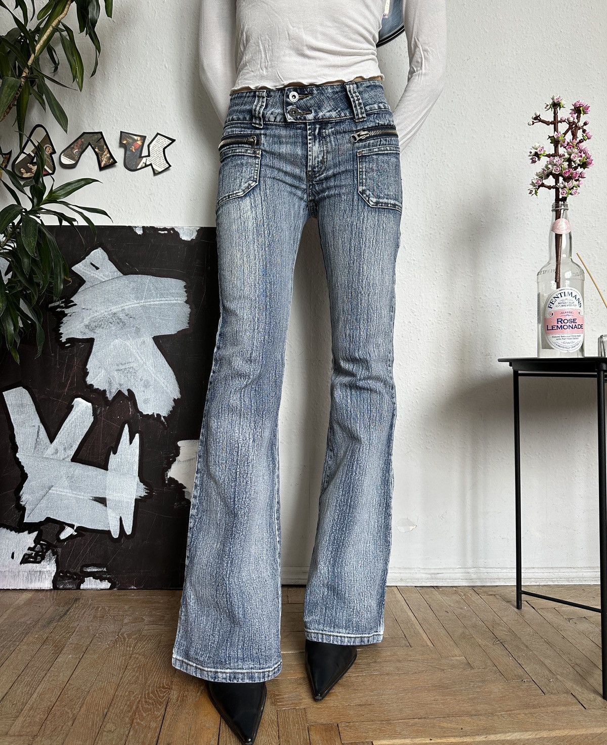If Six Was Nine × Japanese Brand × Vintage Vintage Sexy Slim Washed Bootcut Flared Jeans Size 30" / US 8 / IT 44 - 1 Thumbnail