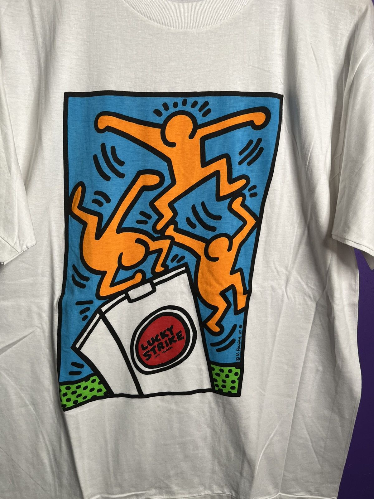 Vintage Vintage 80s Keith Haring lucky strike euro art tee Size US L / EU 52-54 / 3 - 3 Thumbnail
