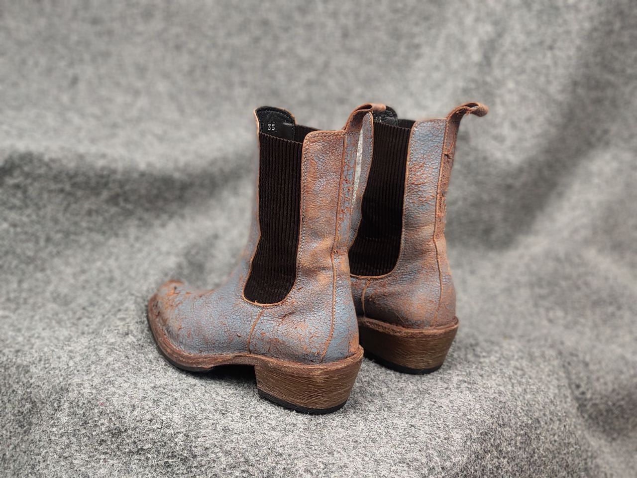MoMA Moma Italy Design crackle aged western leather pull on boots Size US 5 / IT 35 - 8 Thumbnail