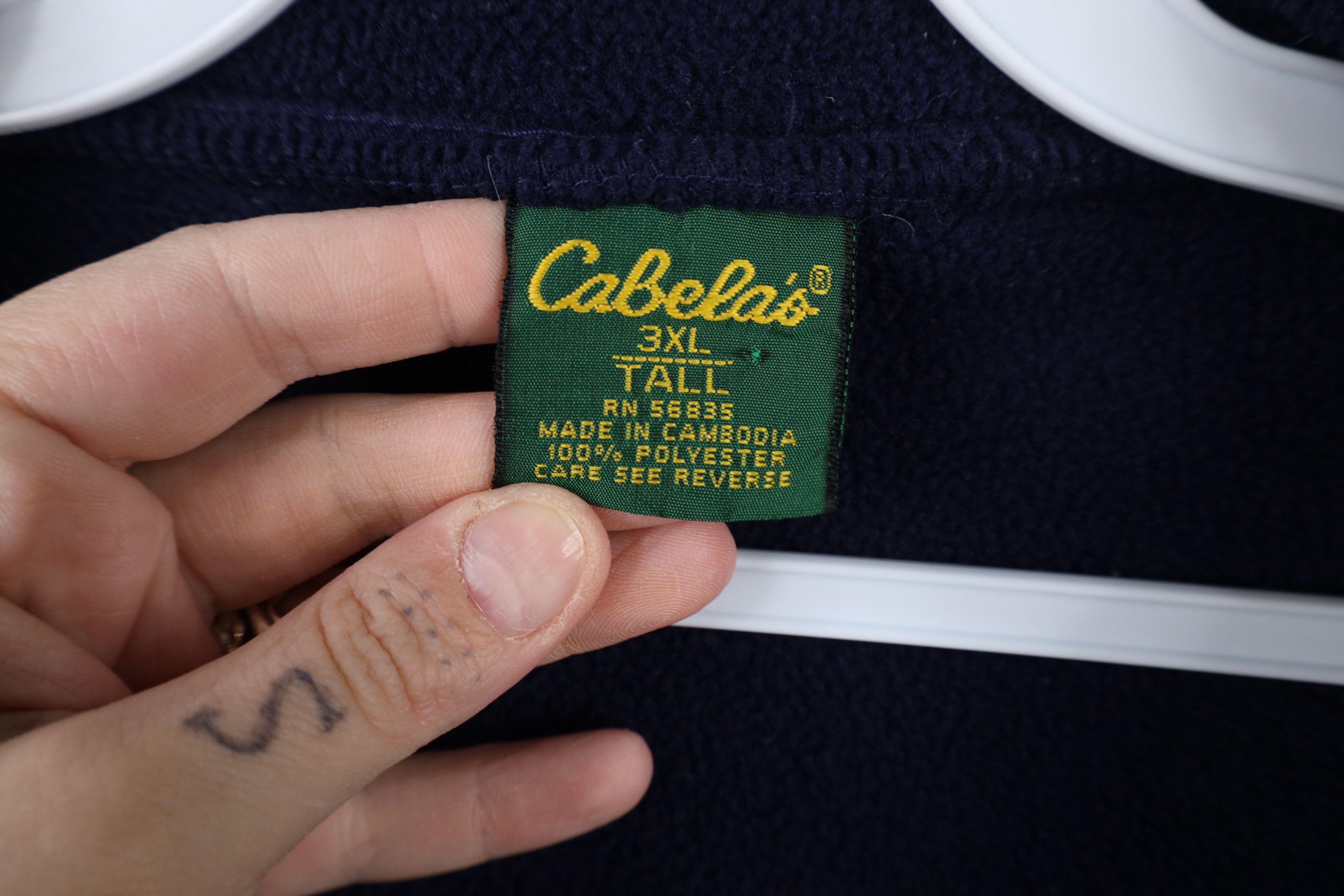 Cabelas × Vintage Vintage 90s Cabelas Fleece Crewneck Sweater Navy Blue Size US XXL / EU 58 / 5 - 7 Thumbnail