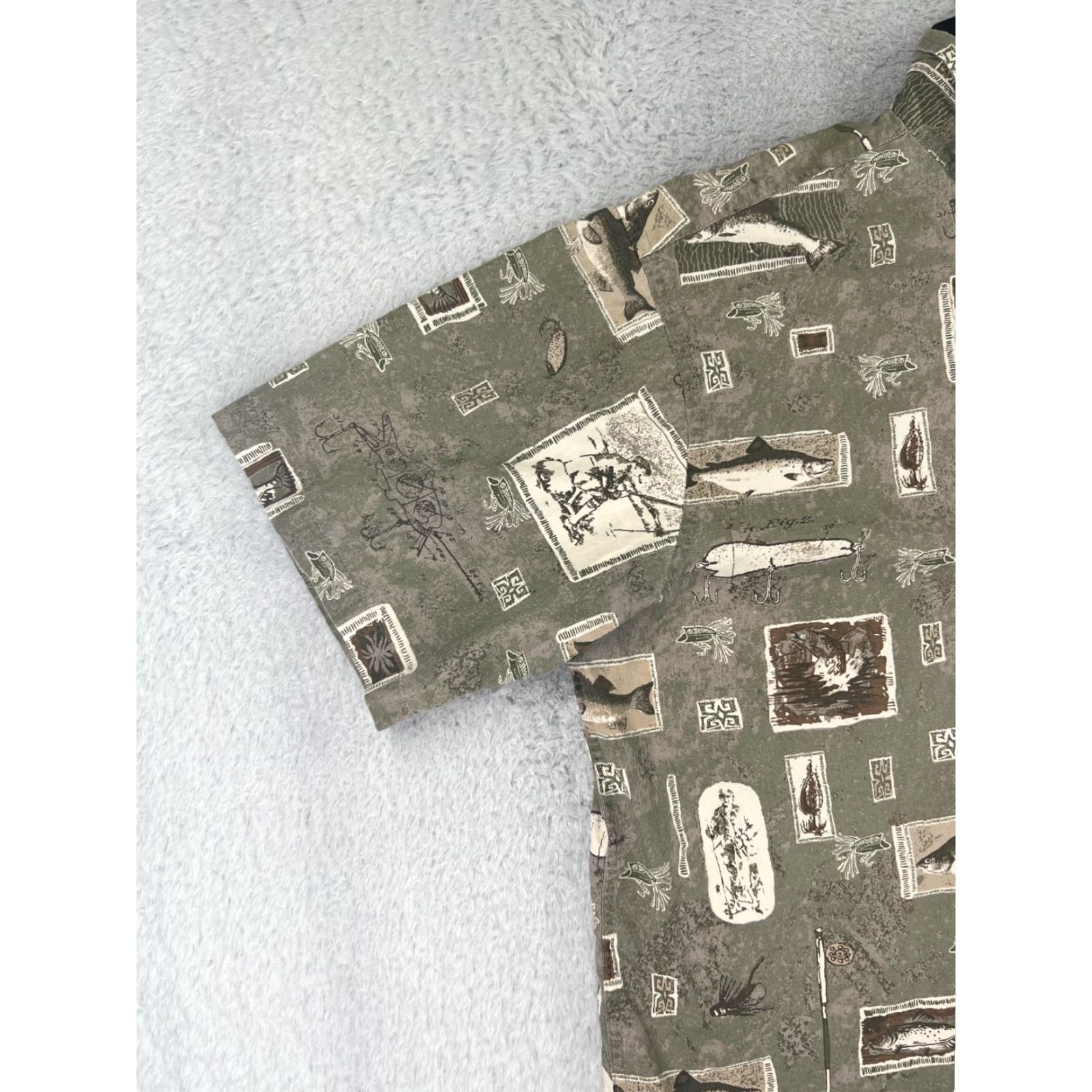 Roundtree & Yorke VINTAGE Roundtree & Yorke Shirt Men XL Green Fish Theme Button-Up Size US XL / EU 56 / 4 - 5 Thumbnail