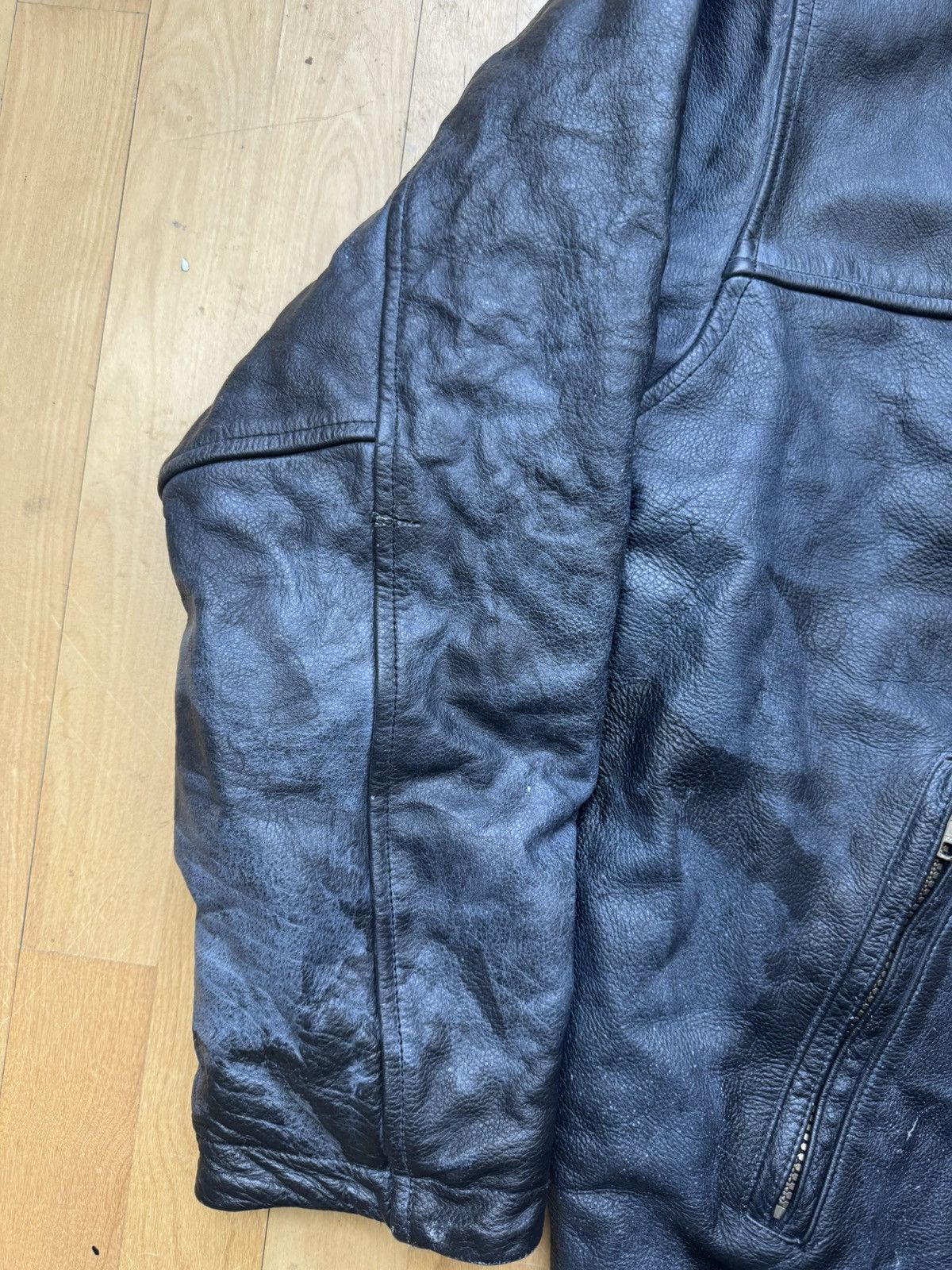 Vintage Vintage Leather Bomber Jacket Racing Moto Schott Style 90s Size US L / EU 52-54 / 3 - 5 Thumbnail