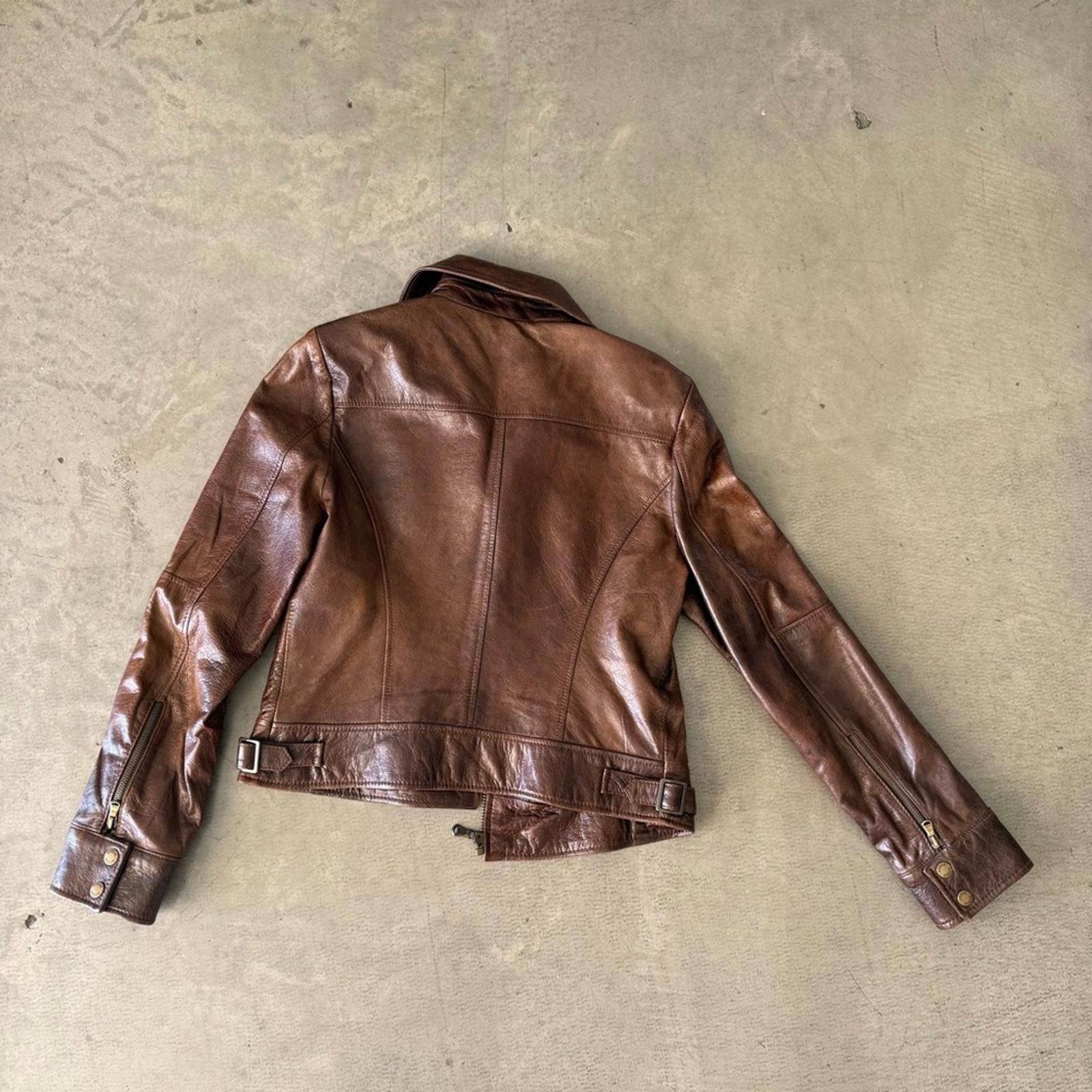 Guess Guess / Leather Moto Utility Jacket / Brown Size M / US 6-8 / IT 42-44 - 9 Thumbnail
