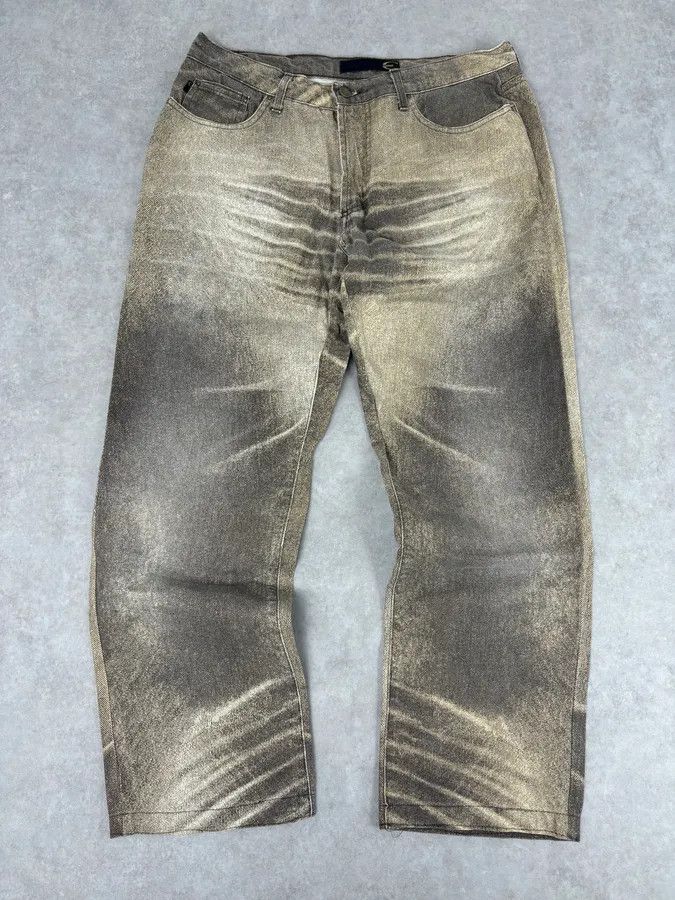 Just Cavalli SS2004 Cavalli Taupe Sand Vitality Overprint Pants Size US 32 / EU 48 - 1 Thumbnail