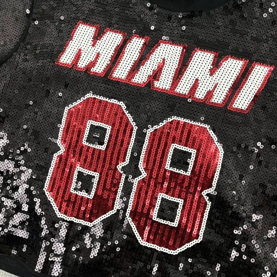 Nike Nike Shirt Womens Small Black Red Cropped Boxy Sequin Ultra Game NBA #88 Size S / US 4 / IT 40 - 2 Thumbnail
