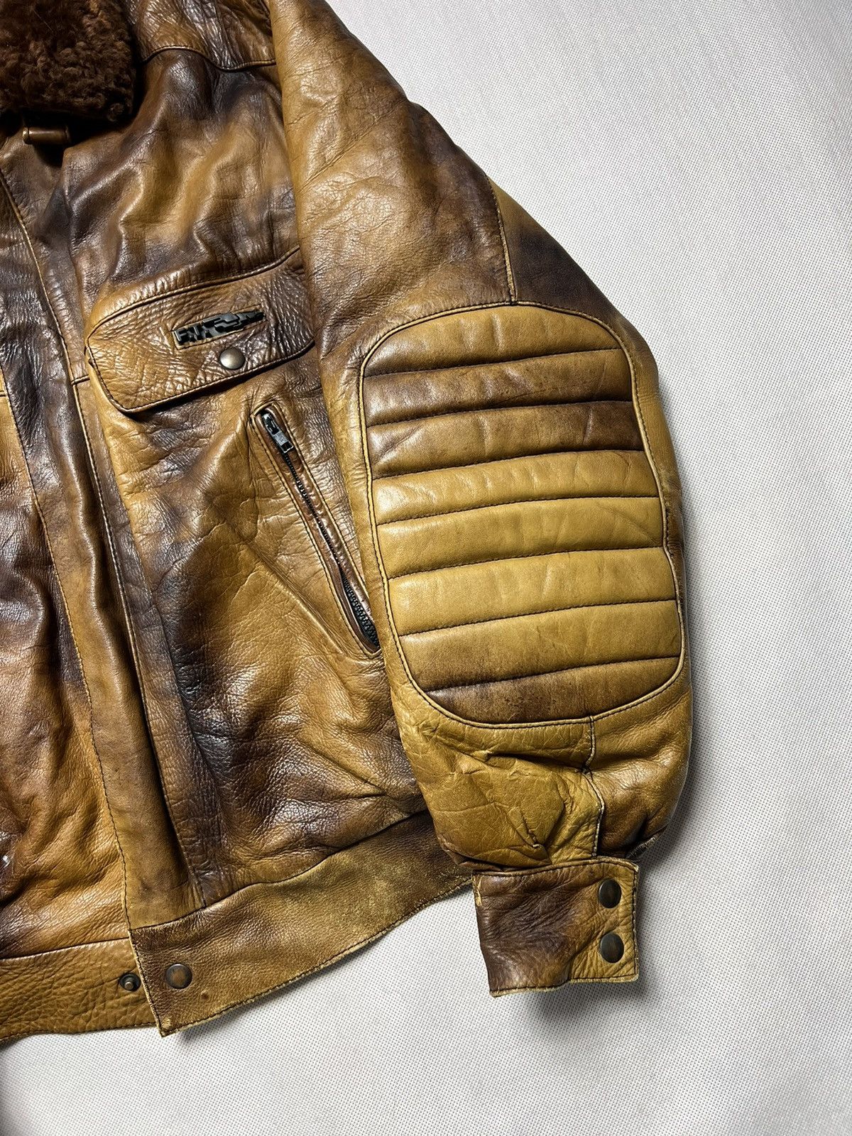 Vintage Heavy Leather Jacket F.T. vintage 80’s 90’s motocycle Size US XL / EU 56 / 4 - 3 Thumbnail