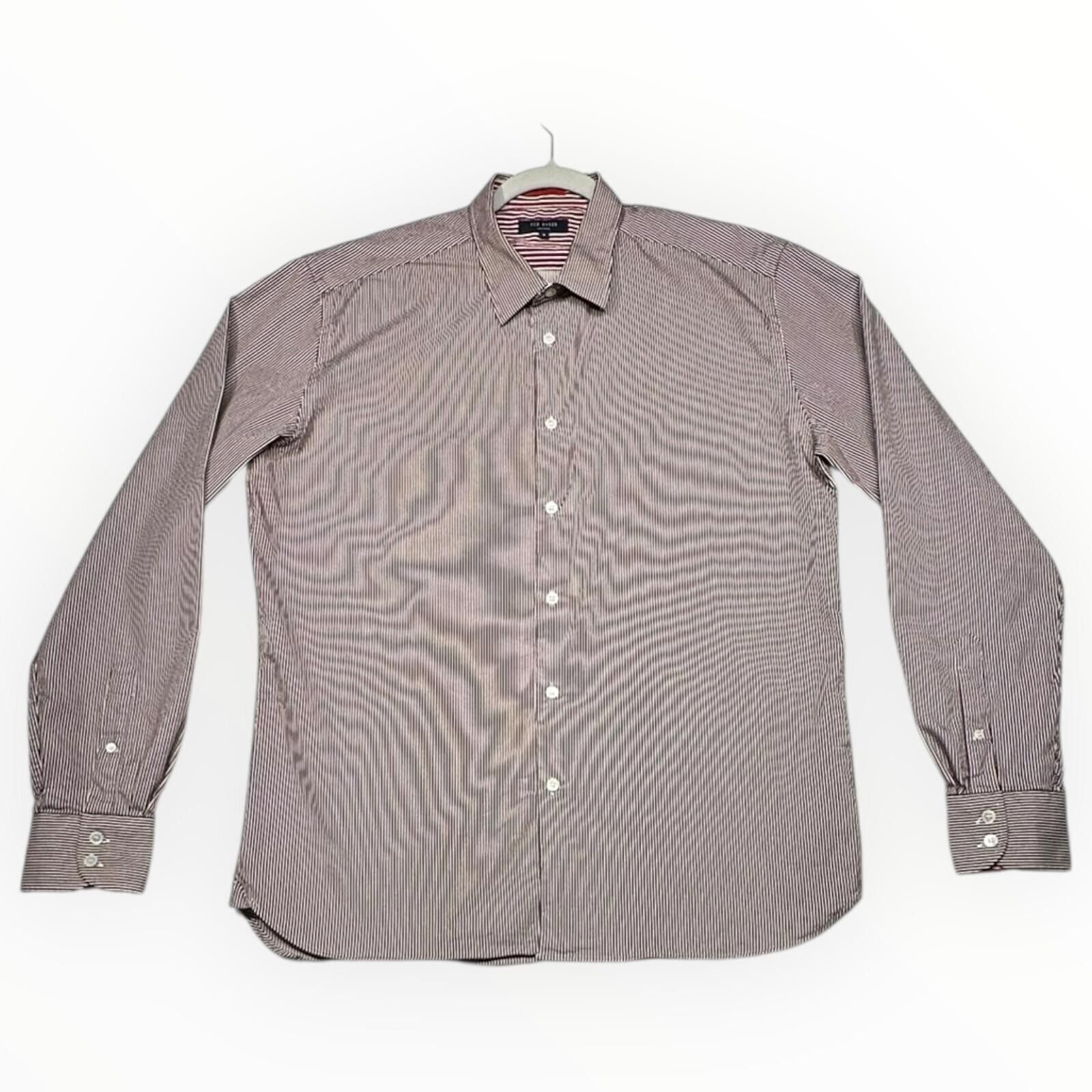 Ted Baker Ted Baker 6 Shirt Men UK Size 2XL Red Pinstripe Long Sleeve Size 48R - 2 Thumbnail