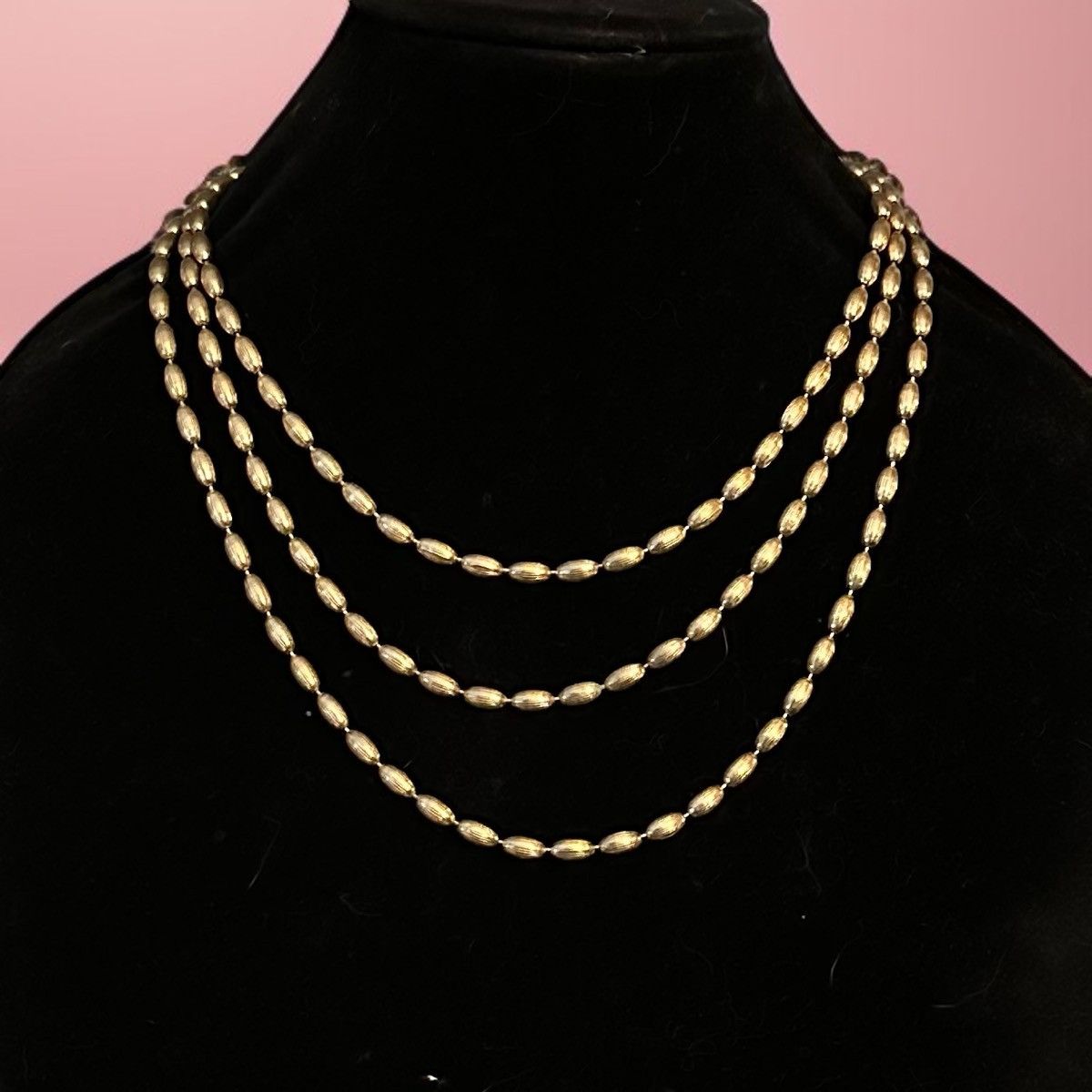 Other × Vintage Vintage Napier long gold fluted barrel bead chain necklace Size ONE SIZE - 2 Thumbnail