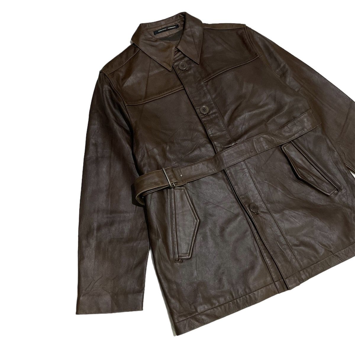 Jean Paul Gaultier Jean Paul Gaultier Belted Leather Jacket Size US L / EU 52-54 / 3 - 3 Thumbnail