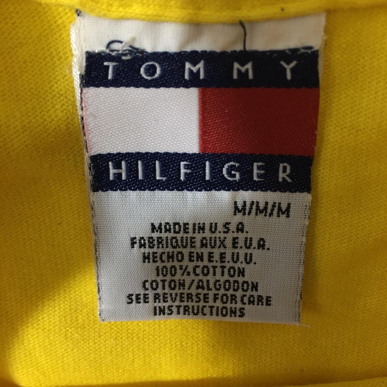 Tommy Hilfiger Vtg TOMMY HILFIGER USA Flag Logo Sailing Gear Yellow Tee Size US M / EU 48-50 / 2 - 3 Thumbnail