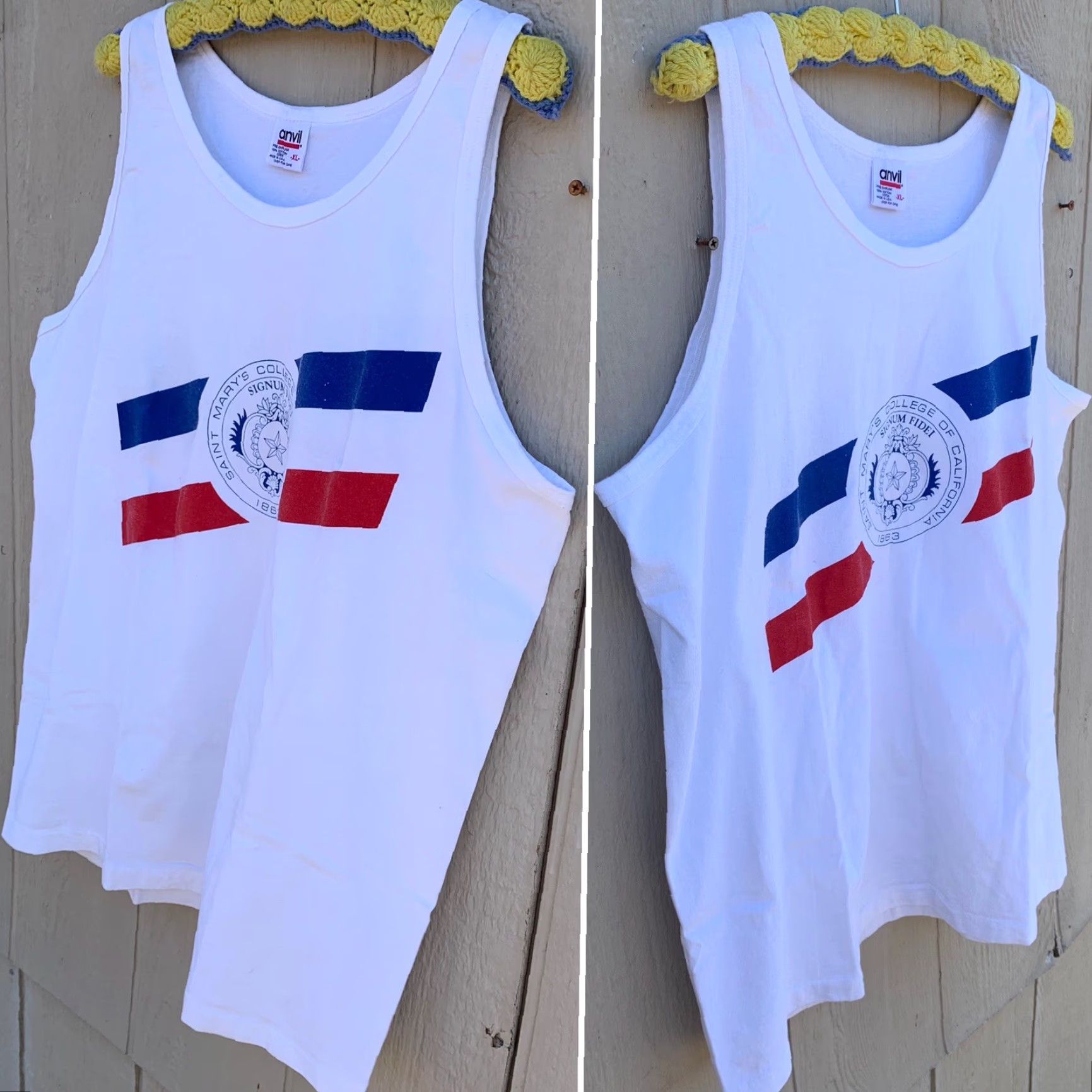 Anvil VINTAGE Saint Mary’s College of California tank top SMC CREW XL White Anvil Graphic Tank Top Womens Size US XL / EU 56 / 4 - 3 Thumbnail