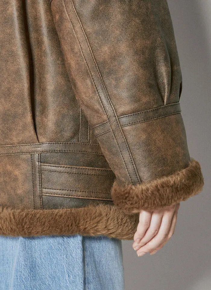 Saint Laurent Paris o1bcso1str0325 Aviator Jacket in Aged Lambskin in Brown Size L / US 10 / IT 46 - 6 Thumbnail