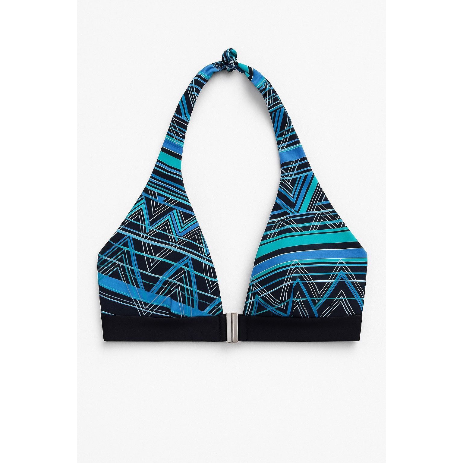 Other La Blanca Blue & Black Geometric Halter Bikini Top – Women’s Size ONE SIZE - 1 Thumbnail