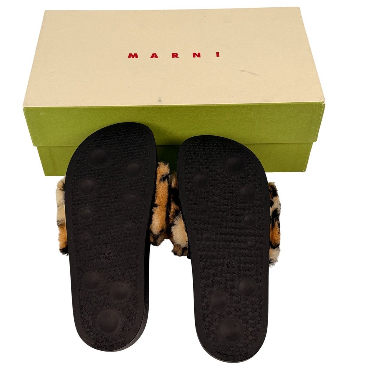 Marni Marni Camel / Black Leopard Faux Fur Logo Slide Sz 36 Size US 6 / IT 36 - 5 Thumbnail