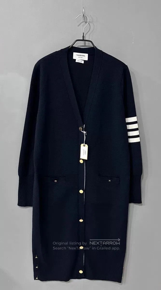 Thom Browne navy long cardigan with stripes by Thom Browne. Size US M / EU 48-50 / 2 - 1 Thumbnail