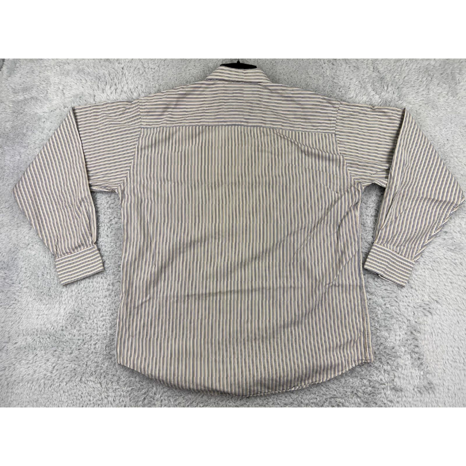Kenneth Cole Kenneth Cole Mens Dress Shirt 16.5 Beige Vertical Striped Cotton Button-Up Long Sleeve Regular Fit Size US L / EU 52-54 / 3 - 2 Thumbnail