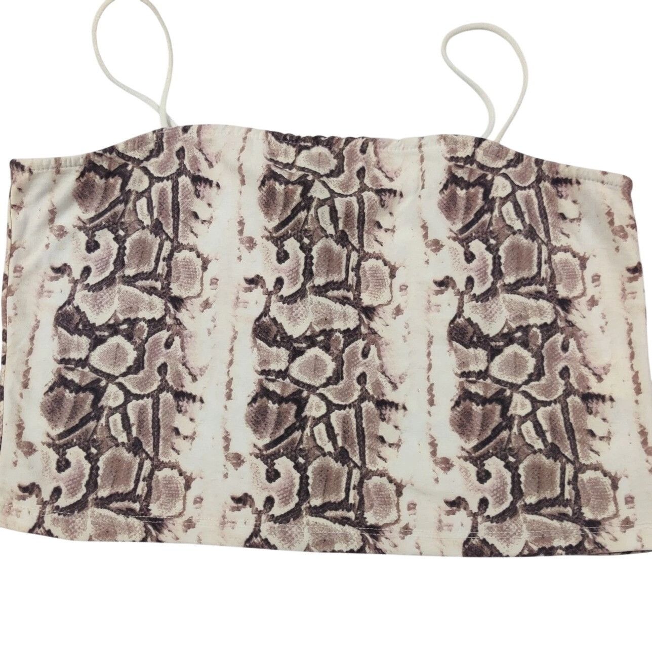 Vintage Streetwear Society Snake Skin Crop Top XL Brown Spaghetti Vi Size XL / US 12-14 / IT 48-50 - 8 Thumbnail