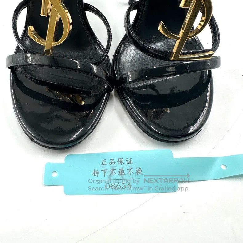 Saint Laurent Paris Saint Laurent Paris Black Patent Leather High Heel Sandals Size US 4.5 / IT 34.5 - 9 Thumbnail
